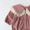 Höst Baby Girls Romper Högkvalitativ Söt Crochet s Toddler Brand Spädbarn Härlig Corduroy Kläder 211101