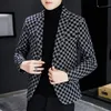 Doudoune Automne Hiver Hommes Costume Coach Veste Nouveau Luxe Mode Personnalité Costume Fit Loisirs Confort Classique Plaid Britannique Mode Blazer Manteau