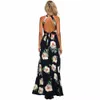 Kobiety Halter Neck Szyfonowa Sukienka Floral Print Bez Rękawów Split Backless Długa Dress Elegant Hollow Out Beach Maxi Boho Dress 210518