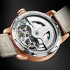 Armbanduhren Herren Mechanische Uhr Automatik Edelstahl Blaues Zifferblatt Doppeltourbillon Sport Wasserdicht Leuchtend AILANG 8326p