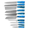 Knife Set 10 Pcs Set Kitchen Cooking Super Sharp Blade High Carbon Stainless Steel Slicing Cleaver Utility Bread Knives with Resin Handle