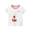 Baby Meisjes Fruit Stawberry Print T-shirts Mode Zomer Kinderen Meisje Zachte Tees Toddler Casual Kleding 2-7 Jaar 210429