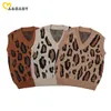 2-5y berbeć dzieciak chłopcy dziewczyny swetry leopard v neck kamizelki topy ciepłe jesień zima dzieci odzież 210515