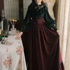 Весна черный полный рукав блузка две части наряды сверху и полосатая юбка набор набор длинные рубашки женщины 210603