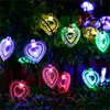 Güneş Enerjisi 8 Modları 20 LED Kalp Şekli Dize Işık Açık Bahçe Düğün Parti Tatil Dekor Lambası - Sıcak Beyaz