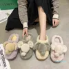 Autumn and winter indoor thick soled home wear-resistant anti-skid half pack heel plush slippers elephant decorative women's