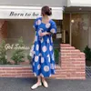 Księżniczka Chic Oversize Polka Dots Femme Wygodne Lato Luźne Delikatne Stylowe Długie Suknie Vestidos 210525