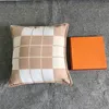 Buchstabe Gestrickter Kissenbezug aus Kaschmirwolle mit Karomuster Home Sofa/Bett Überwurf orangefarbene Kissenbezüge