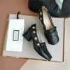 Sandaler Luxury Designer Ladies High Heels Summer Fashion Sexig Tassel Thick Heel Loafers Leather Mules
