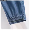 DIMANAF Plus Taille Femmes Jeans Pantalons Taille haute Denim Harem Femelle Cordon élastique Poches Pantalon bleu Grande taille S-5XL 210616