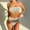 Tie Dye Hög midja Bikinis Sexiga Kvinnor Baddräkt Badkläder Kvinna Brasiliansk Bikini Set Biquini Baddräkt 210702