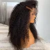 Natural style glesseless cor preta bouncy encaracolado peruca dianteira peruca sintética com cabelo para bebés para mulheres
