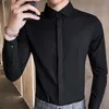 Spring Autumn Fashion Cotton Long Sleeve Shirt Solid Slim Fit Man Social Casual Business Large Size Dress Men's Shirts