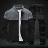 Men Sets Fashion Sporting Suit Brand Patchwork Zipper Sweatshirt +Sweatpants Mens Clothing 2 Pieces Sets Slim Tracksuit 211109