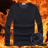 Winter Tops Men Tshirt Thermal Underwear thermo Warm Long Johns V Neck Thick Fleece Clothing for 211228