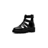 Morazora Äkta läder Kvinnor Sandaler Square Highheels Platform Ladies Skor Sommar Svart Vit Färg Casual Sandaler 210506