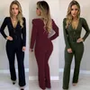 Kvinnors jumpsuits Kvinnor Rompers Womens Autumn V Neck Court Puff Sleeve Office Lady Lady Bodycon Jumpsuit Wide Leg Pants Formal