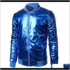 Chaquetas para hombre Venta al por mayor Tendencia Metálica Royal Blue Jacket Menwomen Bomber Veste Homme Night Club Moda Cremallera delgada Béisbol Varsity Zm Rai2Z