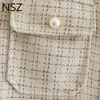 NSZ Women Oversized Plaid Shirt Jas Grote Afmetingen Overhemd Coat Pearl Button Dogtooth Blouse Bovenkleding Chaqueta 211014