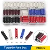 Inredningsdekorationer 200PCS Durable Car Fuse 5A 8A 16A 25A 40A Torpedo Typ Europeiska bilar med förvaringsfodral Tillbehör