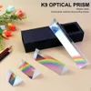 Призма Треугольная точность K9 Оптическое стекло, отражающее физику Образование Обучение Света Спектр Призмы Радуга Студент Crystal 210607