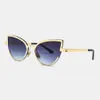 Unisex Metal Cat-eye Small Frame Colorful Lens Anti-UV Sunglasses