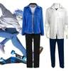 Anime SK8 the Infinity Langa Hasegawa Cosplay Costume Street Wear Tee Blue Jacket Pants Gloves Ranga Short Wig Y0913