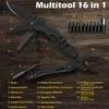 Multitool Gifts for Men, Multi-tool Pliers with Pocket Clip 16 In 1 Camping Accessories Tool Folding Stainless Steel, Pockets Gadgets for Father Day