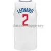 Camisa personalizada Kawhi Leonard nº 2 costurada masculina feminina juvenil XS-6XL NCAA