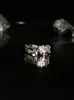 925 Sterling Silver Open Pierścień Inkrustowany z różowymi diamentami Nieregularne wzory Wklęsłe i wypukłe kształty Proste Akcesoria biżuteria Hip-Hop Trendy