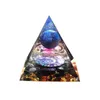 Orgonite Pyramid Amethyst Crystal Spherian Natural Cristal Stone 오르곤 에너지 치유 Reiki Chakra 배율 60mm 210727