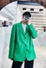 IEFB / Herrkläder Koreanska Stil Bright Färg PU Preater Blazers Male's Fashionable Big Storlek Green Colar Suit Coat 9Y4037 210524