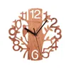 Horloges murales horloge en bois motif oiseau silencieux Style moderne minimaliste grands chiffres arabes décoration de salon