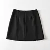 Summer mini skirt sexy a line high waisted office ladies split s back zipper s blue purple black 210621