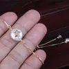 Arancione CZ Zircone Pavimentato Piccola Stella Fascino Perla D'acqua Dolce Perline Pendenti E Ciondoli Delicati Oro Sottile Braccialetti a maglia Per Le Donne Gioielli Regalo catena