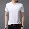 Sommer Marke Tops V-ausschnitt t-shirt Männer 95% Baumwolle 5% Spandex Plain Einfarbig Kurzarm Casual Mode Kleidung 210629