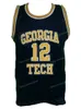 Custom Retro Kenny Anderson # 7 # 12 College Georgia Tech Koszykówka Jersey Męskie Zszyty Biały Niebieski Zielony Czarny Dowolna nazwa Numer Rozmiar S-4XL Kamizelki Koszulki