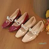 Dress Shoes Patent Leather Mary Jane Women Block Heel Buckle Strap Pearl Ladies Pumps Fashion Party Wedding Square