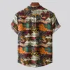 Casual shirts van heren Hawaiiaans shirt mannen korte mouw zomerse bloemen losse stijl etnische katoenen linnen bedrukken strand blouse heren's