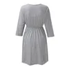 Kvinnors Maternity Dress Nursing Nightgown för ammande Solid Färg Kortärmad O-Neck Sleepwear Sommar Maternity Kläder Q0713