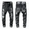 Men Cool Rips Designer Designer dżinsy w trudnej sytuacji, podarty motocyklista Slim Fit Mothed Motorcycle Denim Men S Hip Hop Fashion Man Pants 2021