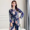 Piżama damska Satin Silk Button Sets Piżamy Bielizna Pijama Zestawy Szlafrok Piżamy Piżamy dla kobiet Drop 210622