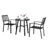 2 adet Yemek Sandalyesi ve 1 adet Yemek Masası Arkalığı Masa Üst Dikey Izgara Avlu Demir Sandalye Set Blacka54 A02