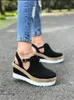 Women's Sandals Summer 2021 Fashion Vintage Wedge Buckle Strap Straw Thick Bottom Platform Female Shoes
