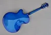 Blue body Electric Guitar with White Pickguard,Rosewood fingerboard,Tremolo System,Chrome hardware, Provide customized services