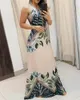 캐주얼 드레스 2022 여름 여성 민소매 우아한 패션 파티 휴가 휴가 Tripical 인쇄 스파게티 스트랩 맥시 드레스