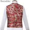 Nuevo hombre moda rojo oro jacquard llamativo fiesta de alta calidad blazer + pantalones + chaleco trajes masculino casual slim blazer abrigo traje x0909