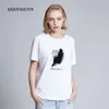 Moinwaterの女性のカジュアルな夏のシャツファッションの女性100％の綿の白いEesの半袖黒のシャツOps M1904 210623