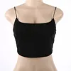 Casual Bawełna Kobiety Crop Tops Bandaż Rękawelino Camisole Low Cut Solid Crop Top Kobiety Sexy Kamizelka Odzież Czarny / White X0507