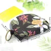 Retro Small Wallet Women Key Ring Coin Purse Zipper Vintage Flower Pattern Semicircle Mini Pendant Card Bag Handmade Floral Change Purses